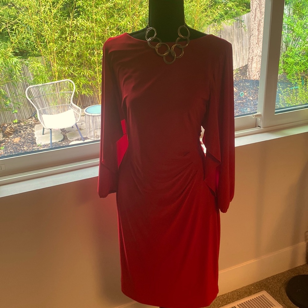 Bright red Ralph Lauren midi dress in size 6 - as new